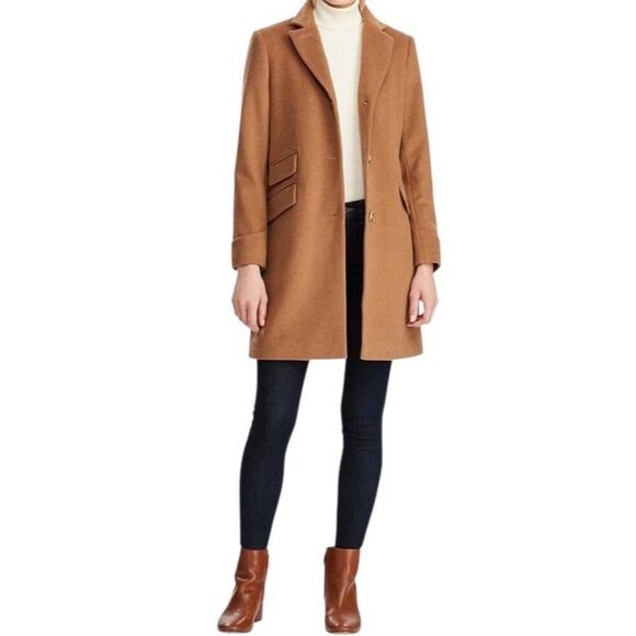 Lauren Ralph Lauren Jackets & Blazers - Ralph Lauren Womens 12 Brown Walker Driving Warm Wool Coat Overcoat NWT $345